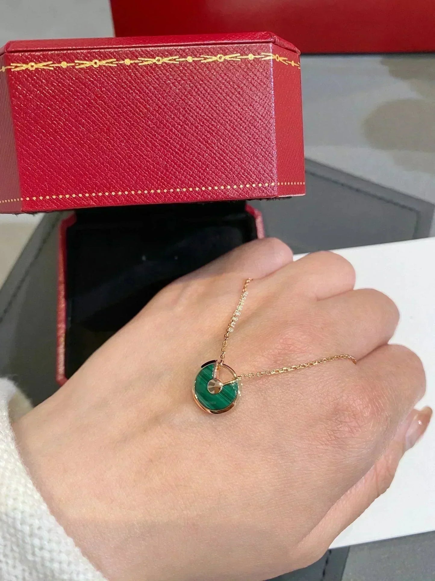 ¡®Lume Jewels¡¯AMULETTE ROSE GOLD MALACHITE NECKLACE