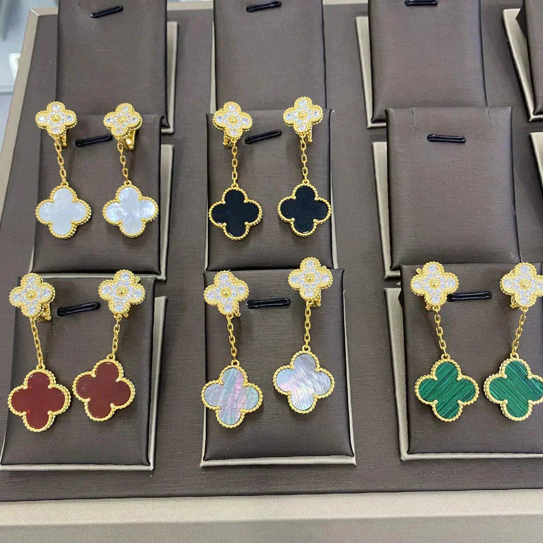 ¡®Lume Jewels¡¯CLOVER 2 MOTIFS DIAMOND EARRINGS (MULTIPLE CHOICESç´