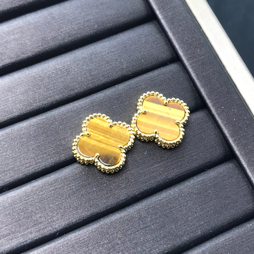 ¡®Lume Jewels¡¯CLOVER MEDIUM 1 MOTIFS TIGER EYE EARRINGS