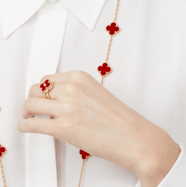 ¡®Lume Jewels¡¯CLOVER CARNELIAN RING ROSE GOLD DIAMOND