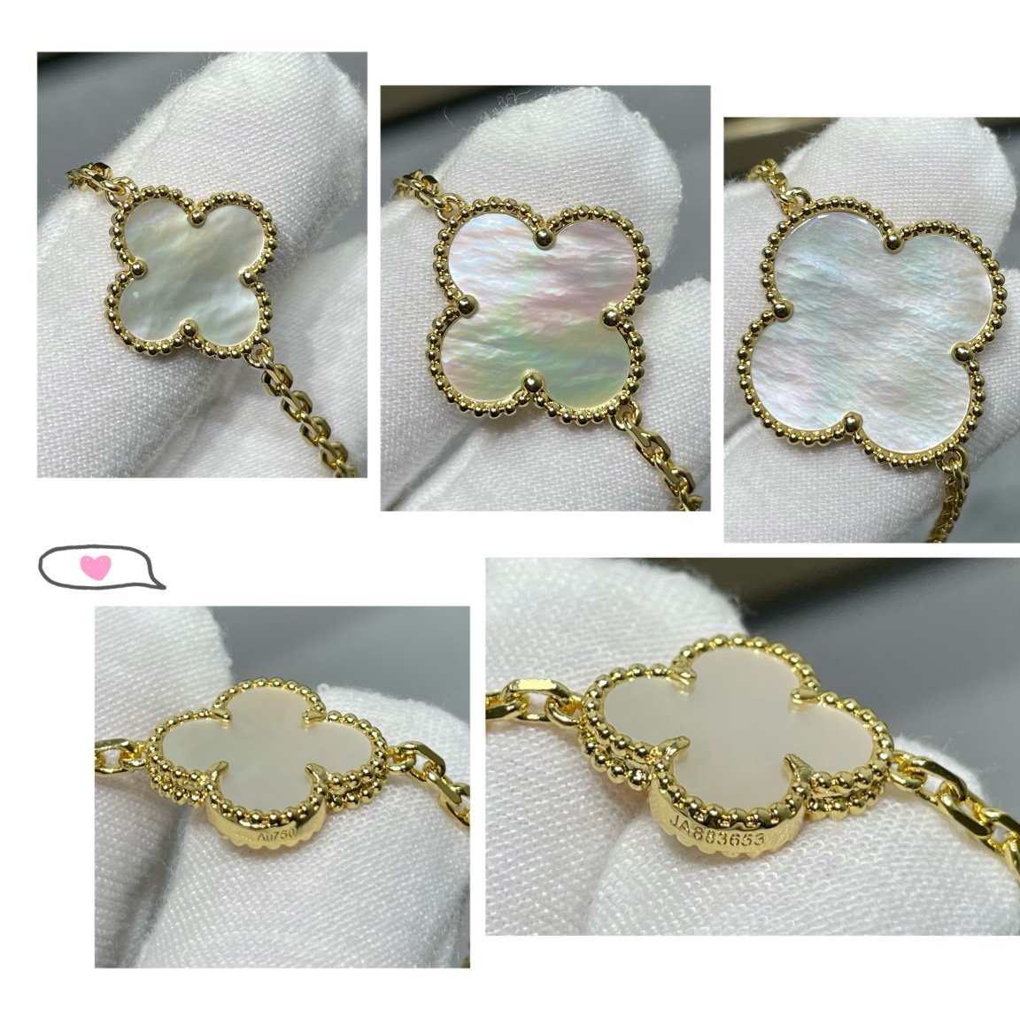 ¡®Lume Jewels¡¯CLOVER 16 MOTIF WHITE MOP GOLD NECKLACE