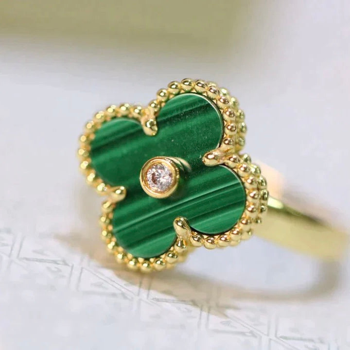 ¡®Lume Jewels¡¯CLOVER MALACHITE RING GOLD DIAMOND