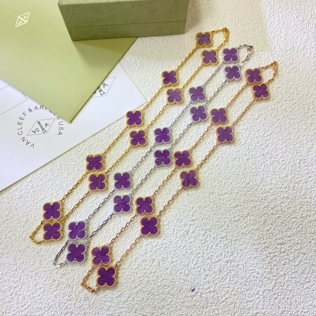 ¡®Lume Jewels¡¯CLOVER 10 MOTIFS PURPLE VIOLET NECKLACE