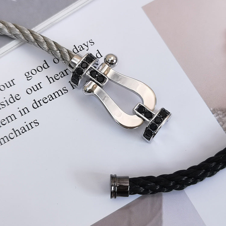 ¡®Lume Jewels¡¯FORCE LARGE HORSESHOE BLACK DIAMOND BRACELET SILVER