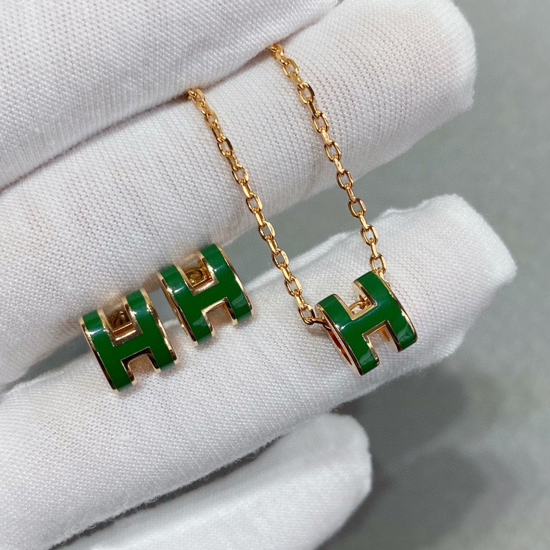 ¡®Lume Jewels¡¯POP H GREEN NECKLACE SILVER AND GOLD