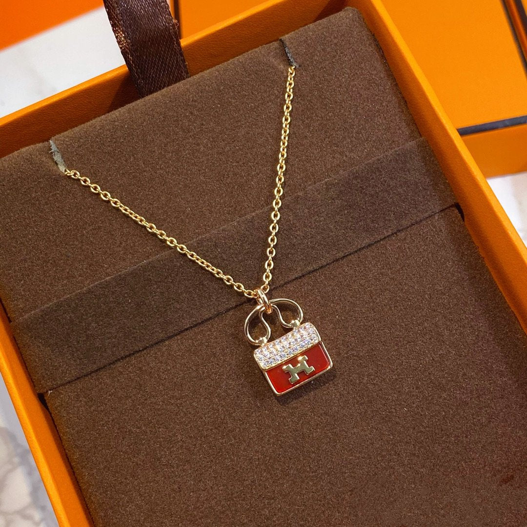 ¡®Lume Jewels¡¯CONSTANCE RED PEDANT PINK GOLD NECKLACE