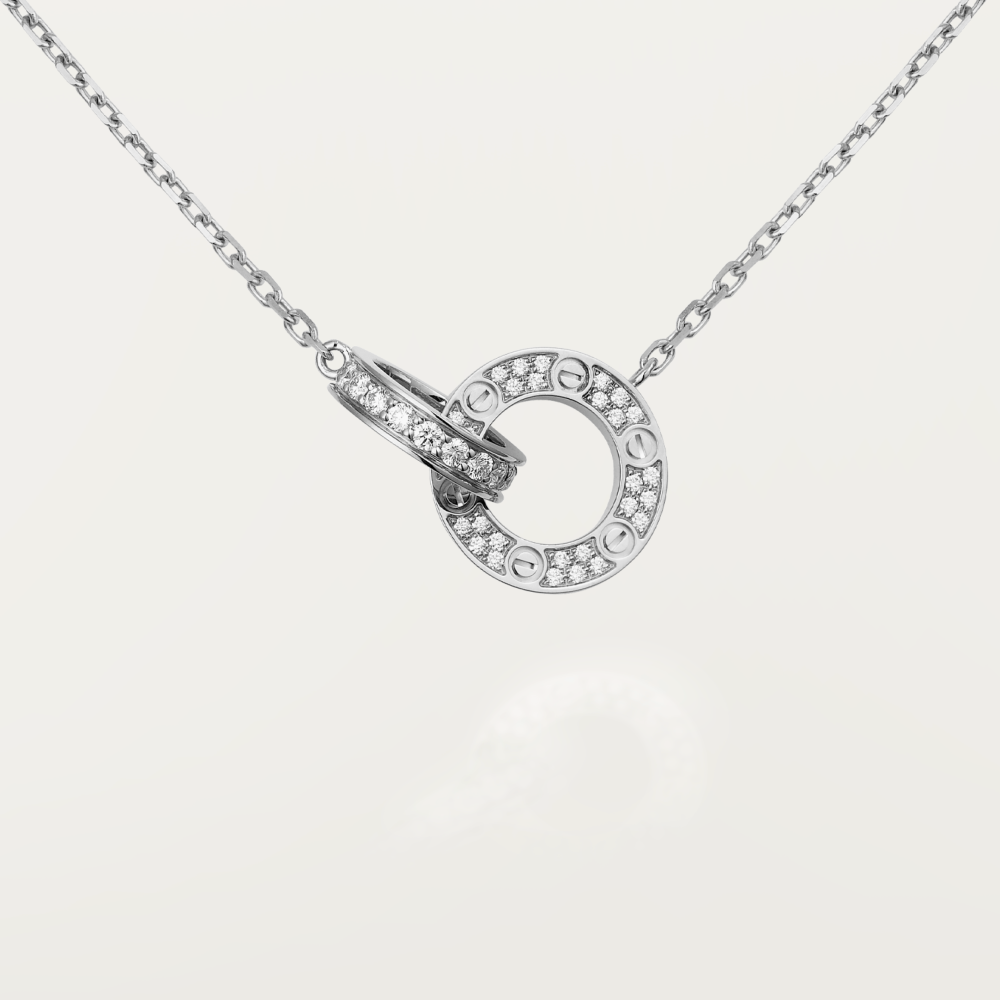 ¡®Lume Jewels¡¯LOVE 7.6MM NECKLACE ROSE GOLD AND SILVER FULL DIAMOND