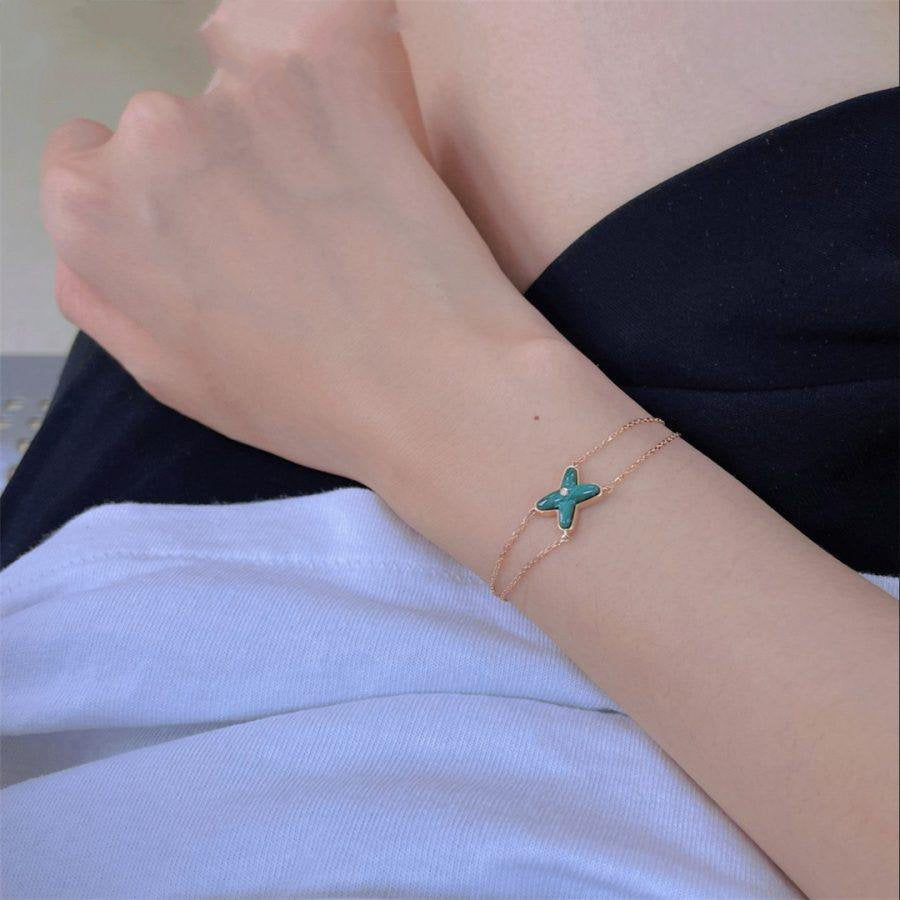 ¡®Lume Jewels¡¯JEUX BRACELET MALACHITE PINK GOLD 1 DIAMOND