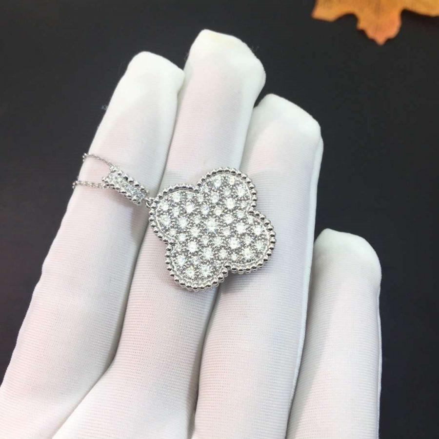 ¡®Lume Jewels¡¯CLOVER 25MM SILVER FULL DIAMOND BIG CLOVER NECKLACE