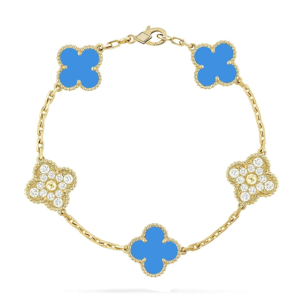 [Lume Jewels]New CLOVER 5 MOTIF BLUE AGATE BRACELET COLLECTION