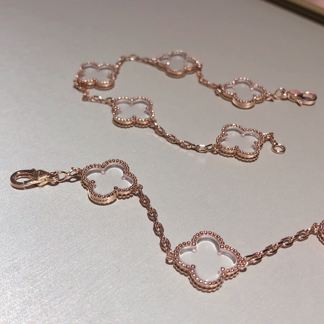 [Lume Jewels]New CLOVER 5 MOTIF ROCK CRYSTAL BRACELET