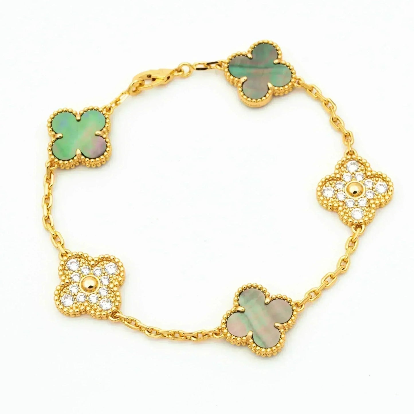 [Lume Jewels]New CLOVER 5 MOTIF GRAY MOP BRACELET COLLECTION