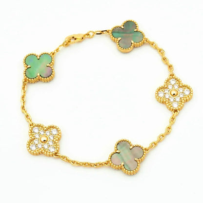 [Lume Jewels]New CLOVER 5 MOTIF GRAY MOP BRACELET COLLECTION