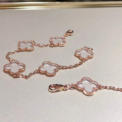 [Lume Jewels]New CLOVER 5 MOTIF ROCK CRYSTAL BRACELET