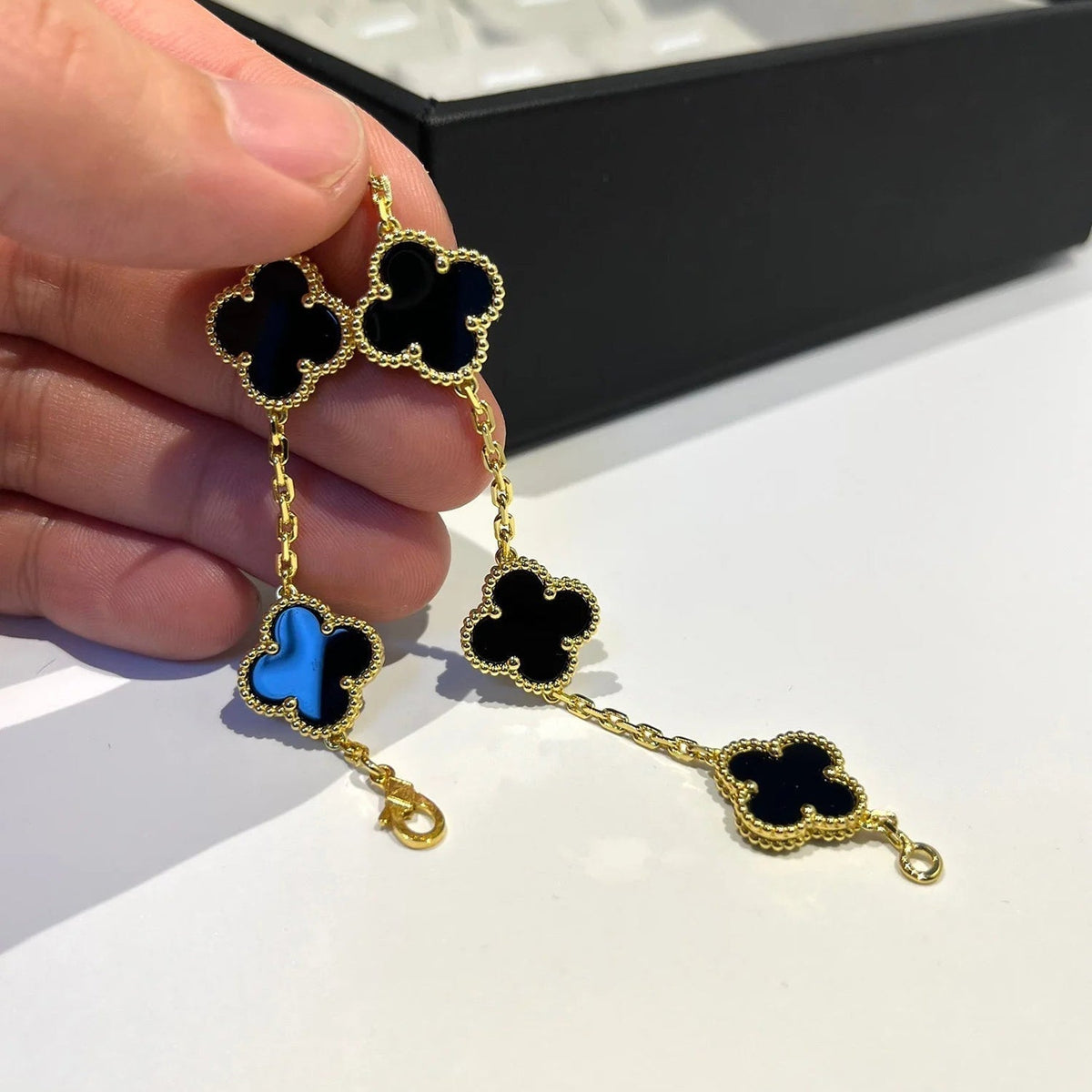 [Lume Jewels]New CLOVER 5 MOTIF ONYXS BRACELET COLLECTION