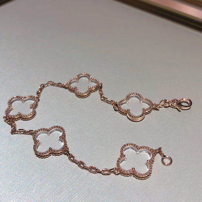 [Lume Jewels]New CLOVER 5 MOTIF ROCK CRYSTAL BRACELET