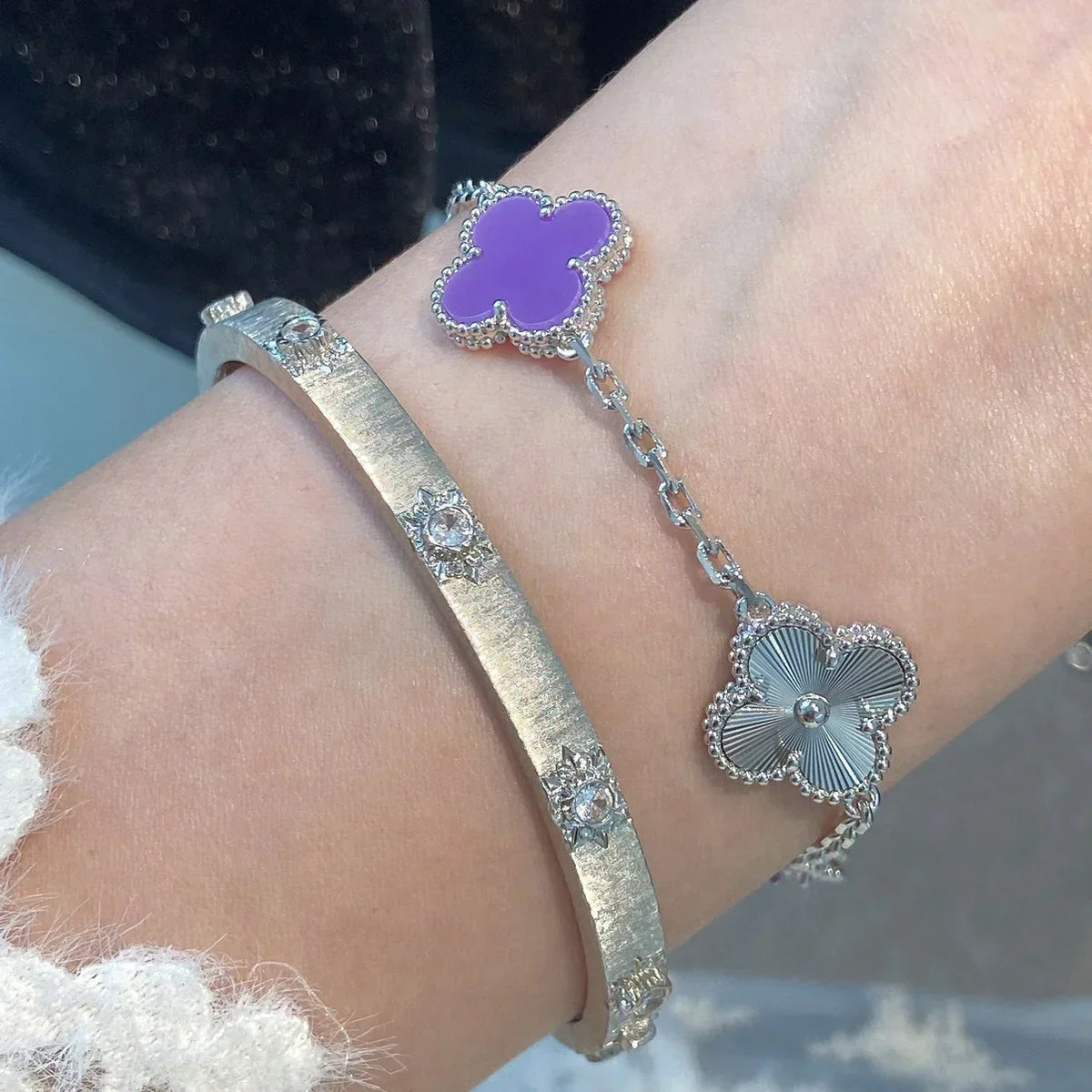 [Lume Jewels]New  CLOVER 5 MOTIF VIOLET BRACELET COLLECTION
