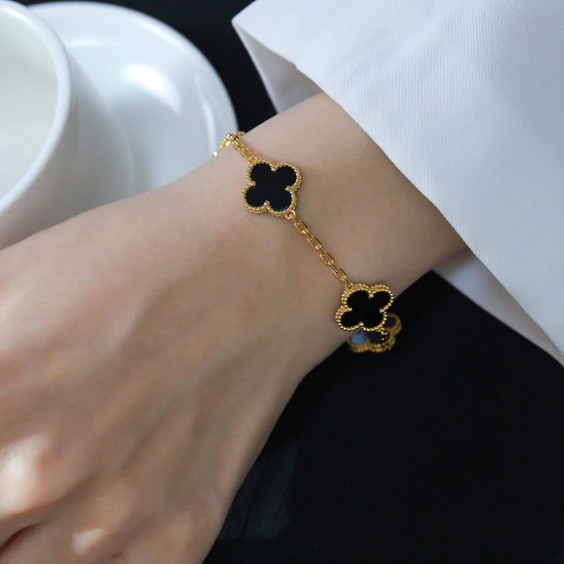 [Lume Jewels]New CLOVER 5 MOTIF ONYXS BRACELET COLLECTION