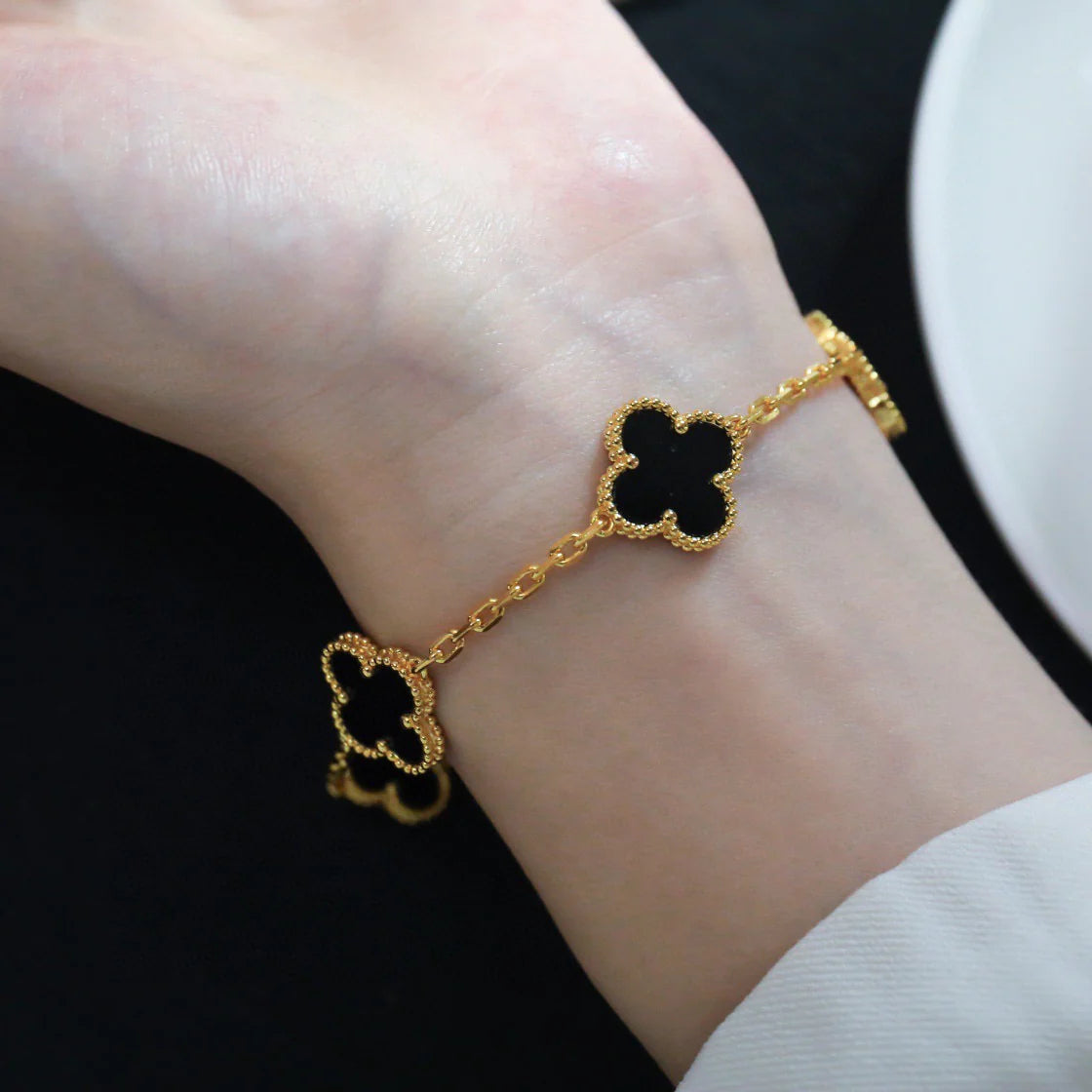 [Lume Jewels]New CLOVER 5 MOTIF ONYXS BRACELET COLLECTION