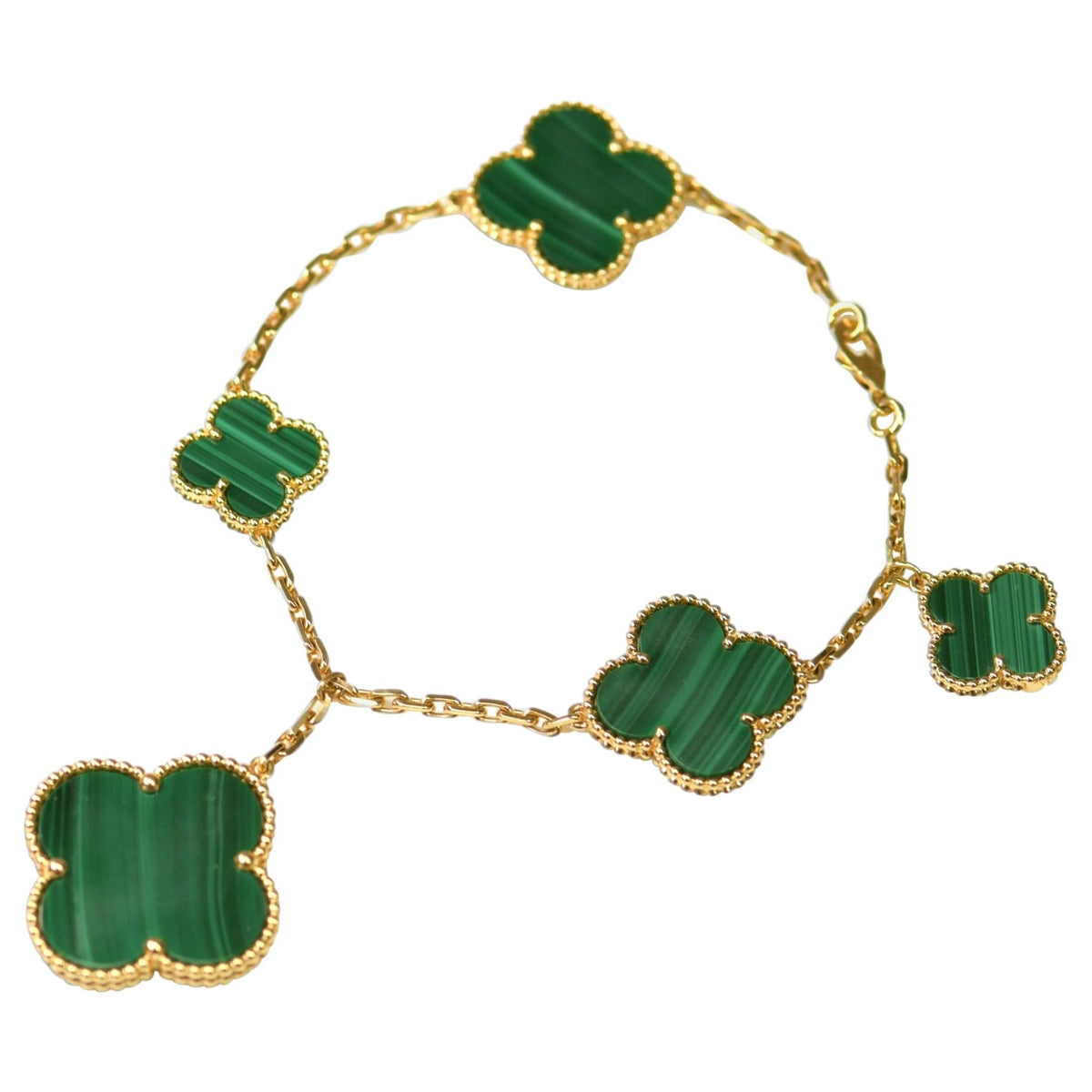 ¡®Lume Jewels¡¯MAGIC CLOVER MALACHITE GOLD BRACELET 5 MOTIFS