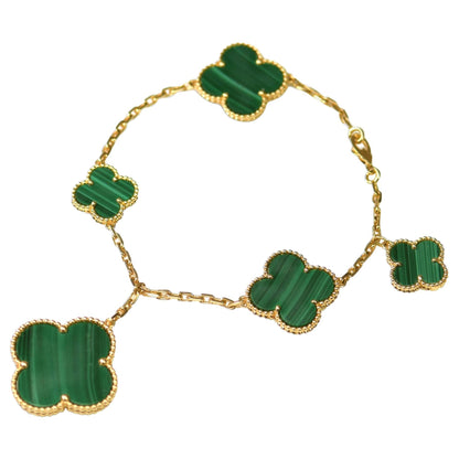 ¡®Lume Jewels¡¯MAGIC CLOVER MALACHITE GOLD BRACELET 5 MOTIFS