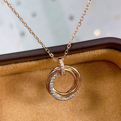 ¡®Lume Jewels¡¯TRINITY NECKLACE SILVER GOLD PINK GOLD DIAMONDS