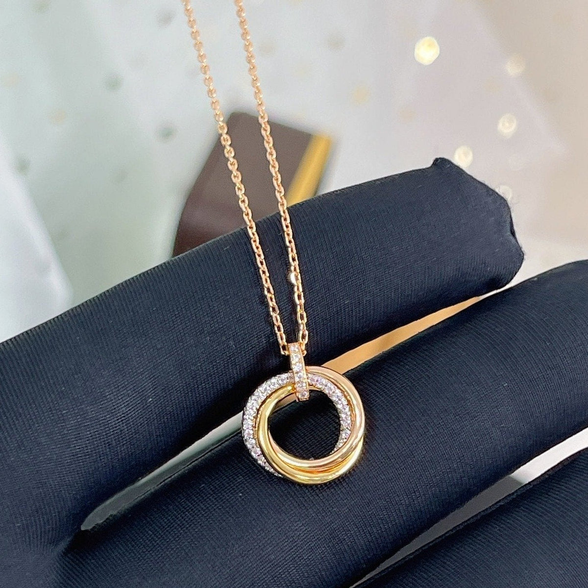 ¡®Lume Jewels¡¯TRINITY NECKLACE SILVER GOLD PINK GOLD DIAMONDS