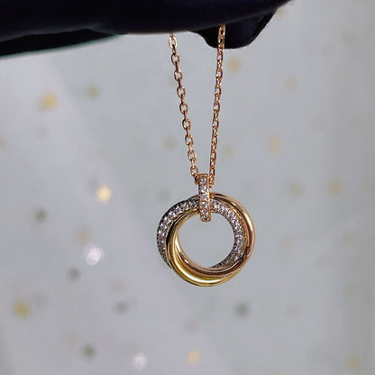 ¡®Lume Jewels¡¯TRINITY NECKLACE SILVER GOLD PINK GOLD DIAMONDS
