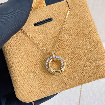 ¡®Lume Jewels¡¯TRINITY NECKLACE SILVER GOLD PINK GOLD DIAMONDS