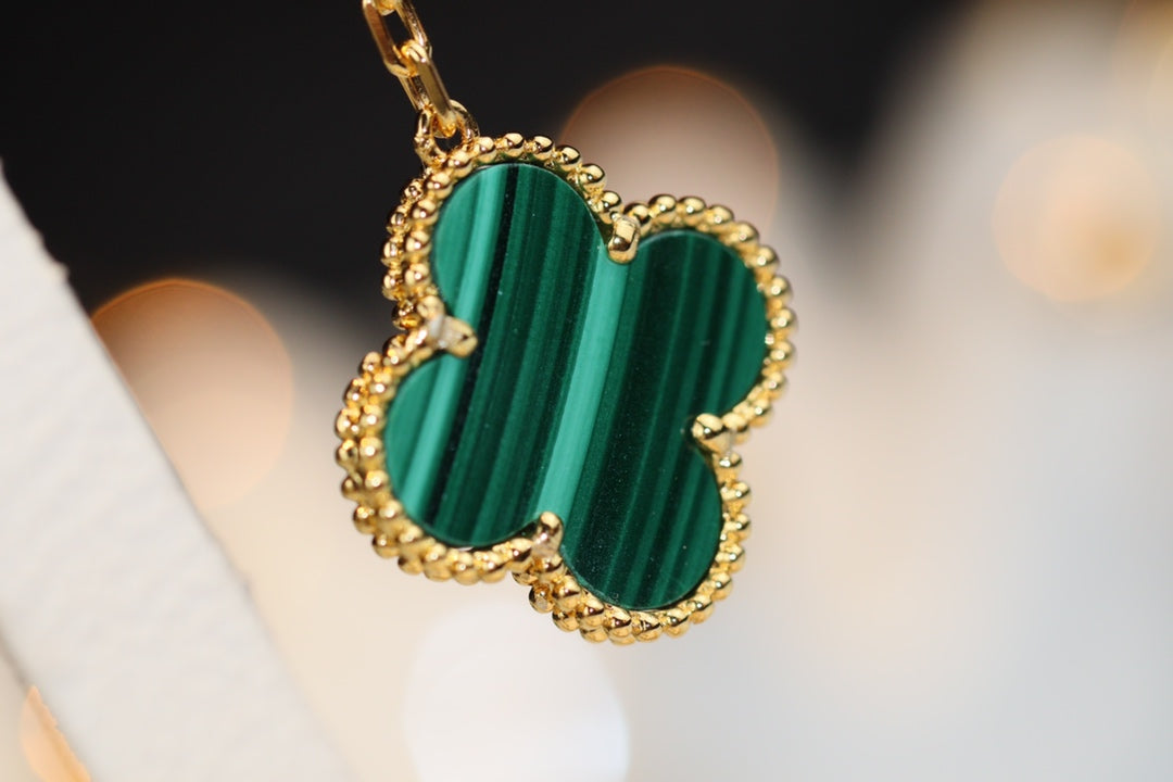 ¡®Lume Jewels¡¯CLOVER EARRINGS GOLD MALACHITE DIAMOND 3 MOTIF