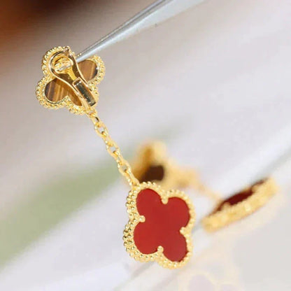 ¡®Lume Jewels¡¯CLOVER  2 MOTIF  TIGER EYE CARNELIAN EARRINGS