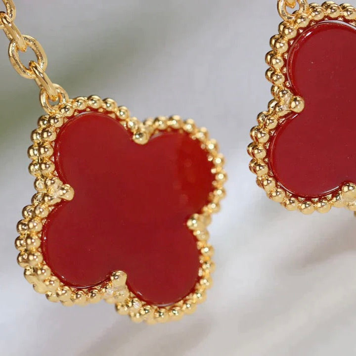 ¡®Lume Jewels¡¯CLOVER  2 MOTIF  TIGER EYE CARNELIAN EARRINGS