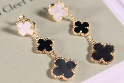 ¡®Lume Jewels¡¯CLOVER EARRINGS GOLD ONYX MOP 3 MOTIF