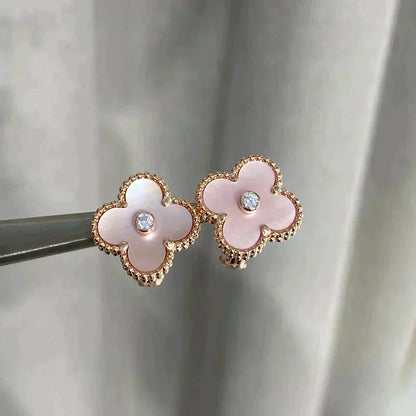 ¡®Lume Jewels¡¯CLOVER MEDIUM 1 MOTIFS  PINK MOP DIAMOND EARRINGS