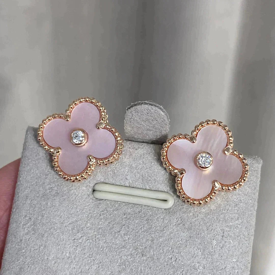¡®Lume Jewels¡¯CLOVER MEDIUM 1 MOTIFS  PINK MOP DIAMOND EARRINGS