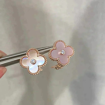 ¡®Lume Jewels¡¯CLOVER MEDIUM 1 MOTIFS  PINK MOP DIAMOND EARRINGS