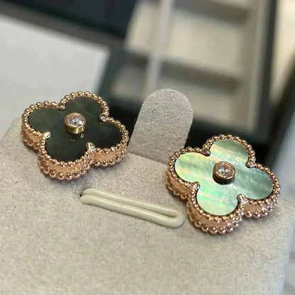 ¡®Lume Jewels¡¯CLOVER MEDIUM 1 MOTIFS GRAY MOP  DIAMOND EARRINGS