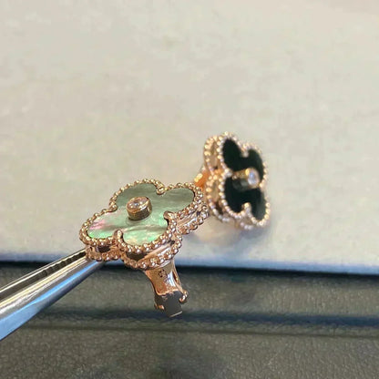¡®Lume Jewels¡¯CLOVER MEDIUM 1 MOTIFS GRAY MOP  DIAMOND EARRINGS