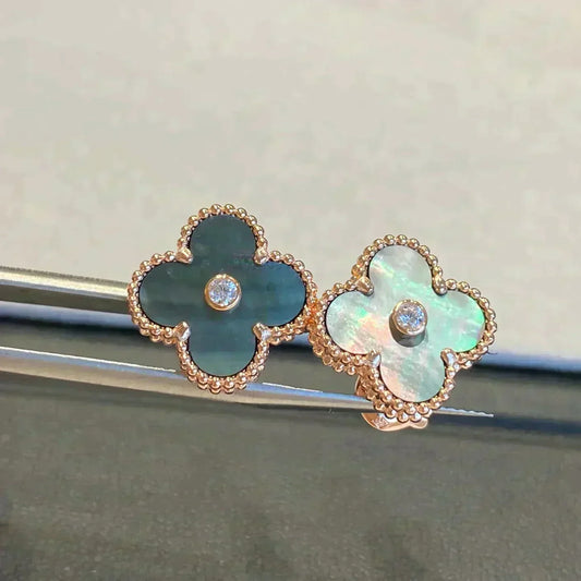 ¡®Lume Jewels¡¯CLOVER MEDIUM 1 MOTIFS GRAY MOP  DIAMOND EARRINGS