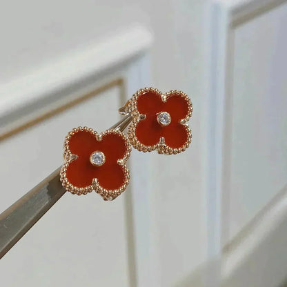 ¡®Lume Jewels¡¯CLOVER MEDIUM 1 MOTIFS CARNELIAN  DIAMOND earrings