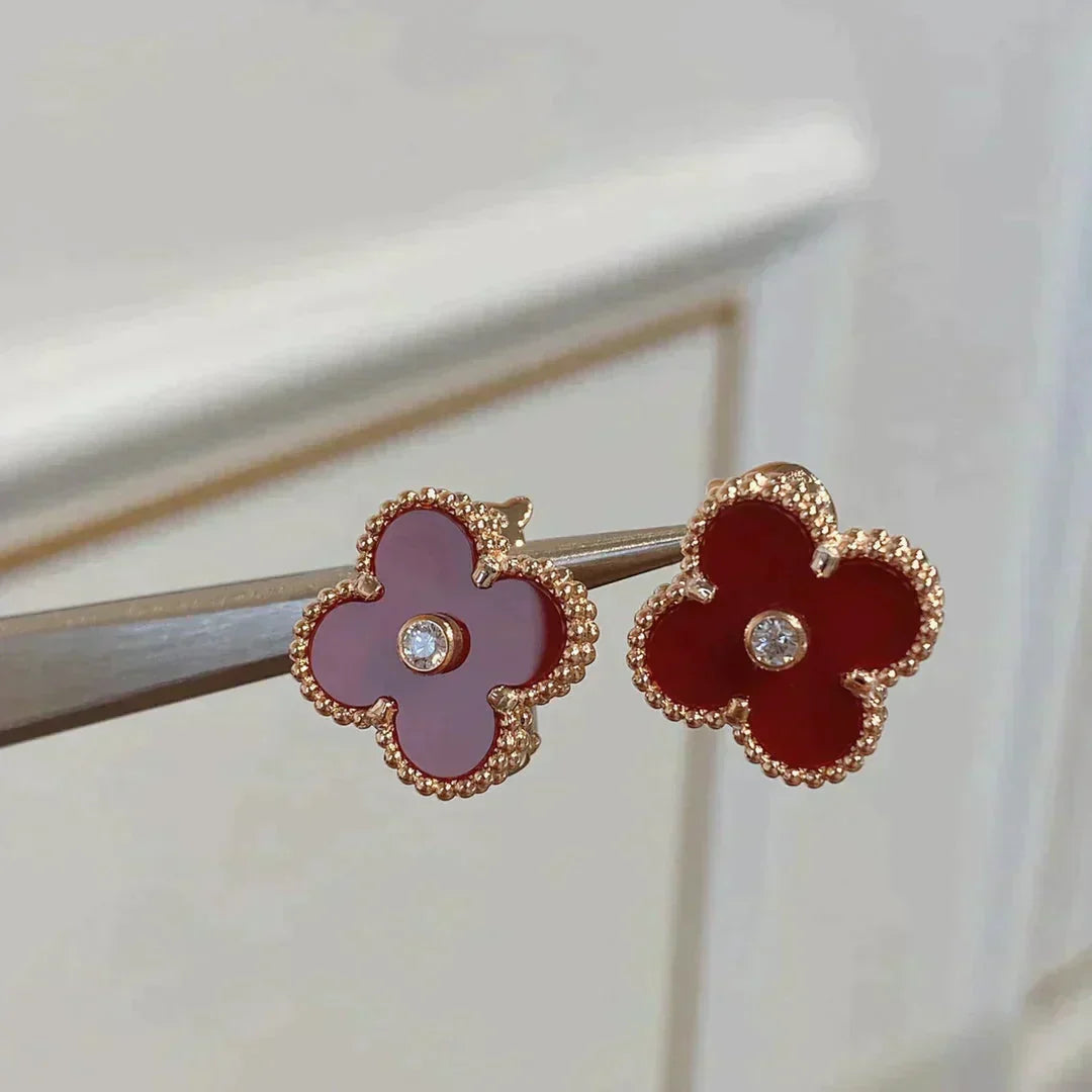 ¡®Lume Jewels¡¯CLOVER MEDIUM 1 MOTIFS CARNELIAN  DIAMOND earrings