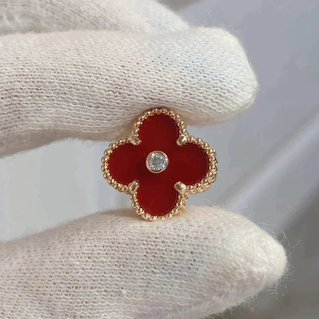 ¡®Lume Jewels¡¯CLOVER MEDIUM 1 MOTIFS CARNELIAN  DIAMOND earrings