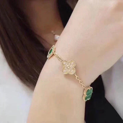 [Lume Jewels]New  CLOVER 5 MOTIF MALACHITE BRACELET COLLECTION