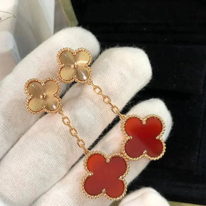 ¡®Lume Jewels¡¯CLOVER 2 MOTIF  LASER CARNELIAN EARRINGS