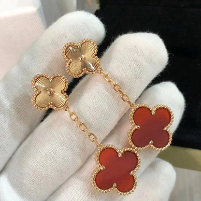 ¡®Lume Jewels¡¯CLOVER 2 MOTIF  LASER CARNELIAN EARRINGS