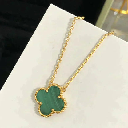 ¡®Lume Jewels¡¯CLOVER 15MM MALACHITE SINGLE FLOWER  NECKLACE