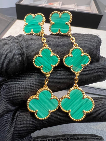 ¡®Lume Jewels¡¯CLOVER MALACHITE 3 MOTIFS GOLD