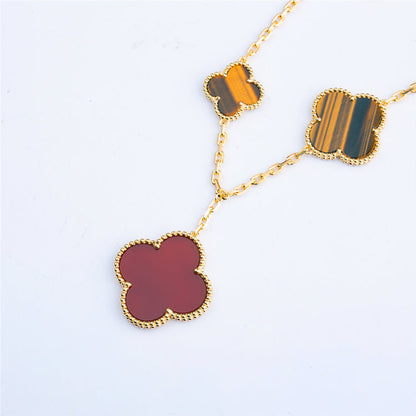 ¡®Lume Jewels¡¯CLOVER BRACELET 5 MOTIFS CARNELIAN TIGER EYE