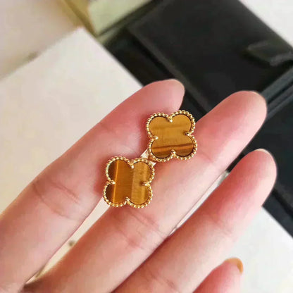 ¡®Lume Jewels¡¯CLOVER MEDIUM 1 MOTIFS TIGER EYE EARRINGS