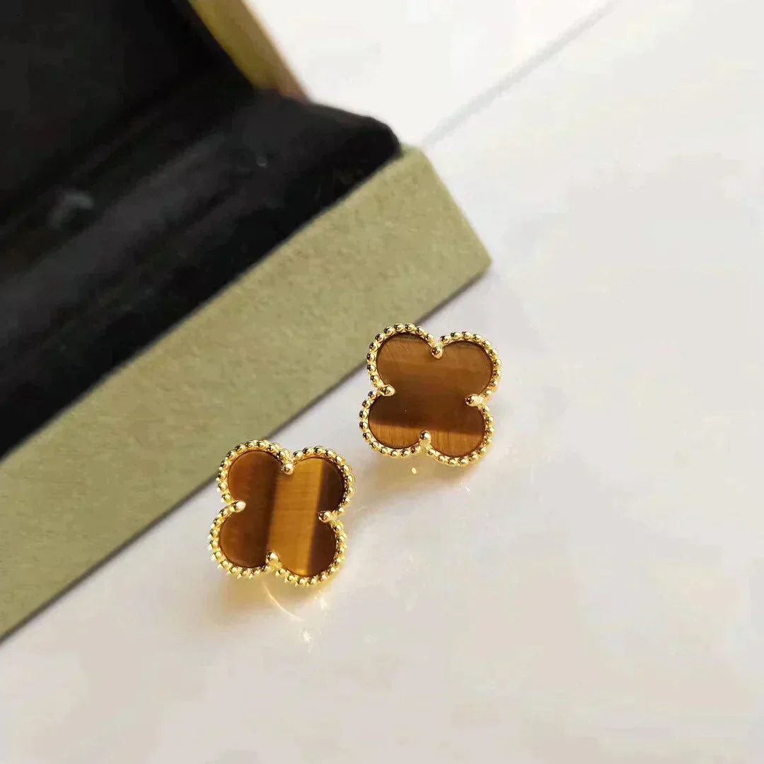 ¡®Lume Jewels¡¯CLOVER MEDIUM 1 MOTIFS TIGER EYE EARRINGS
